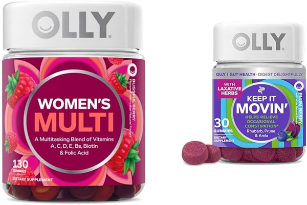 OLLY Women'S Multivitamin Gummy Overall Health, Immune Support, Constipation Relief Gummies, Rhubarb Prunes Amla Berry Flavor
