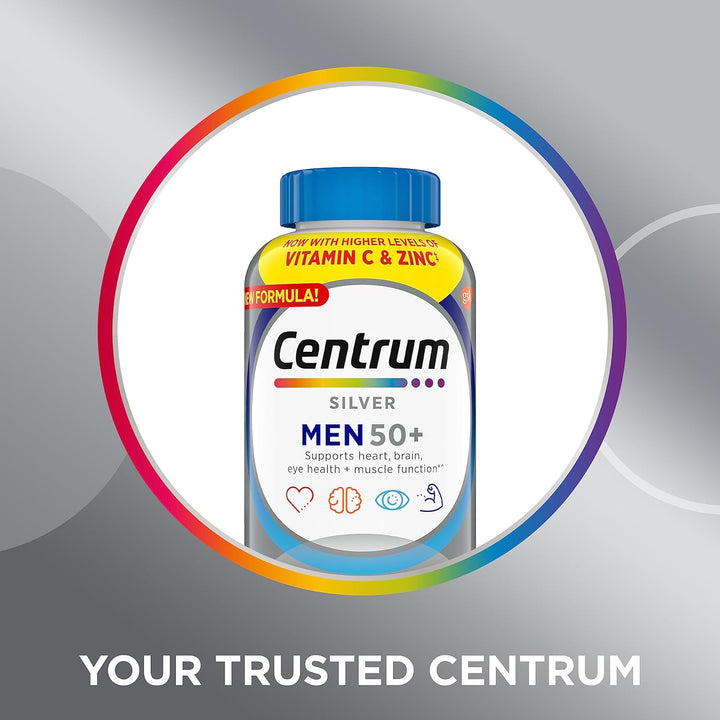 Centrum Silver Men'S 50+ Multivitamin with Vitamin D3, B-Vitamins, Zinc for Memory and Cognition - 200 Tablets