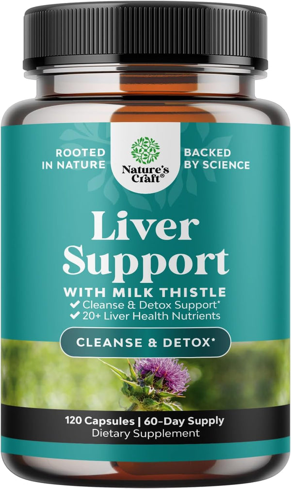 Liver Cleanse and Detox & Repair Formula - Herbal Liver Support Supplement with Milk Thistle Dandelion Root & Artichoke Extract for Liver Health - Silymarin Milk Thistle Liver Detox Capsules 120 Count