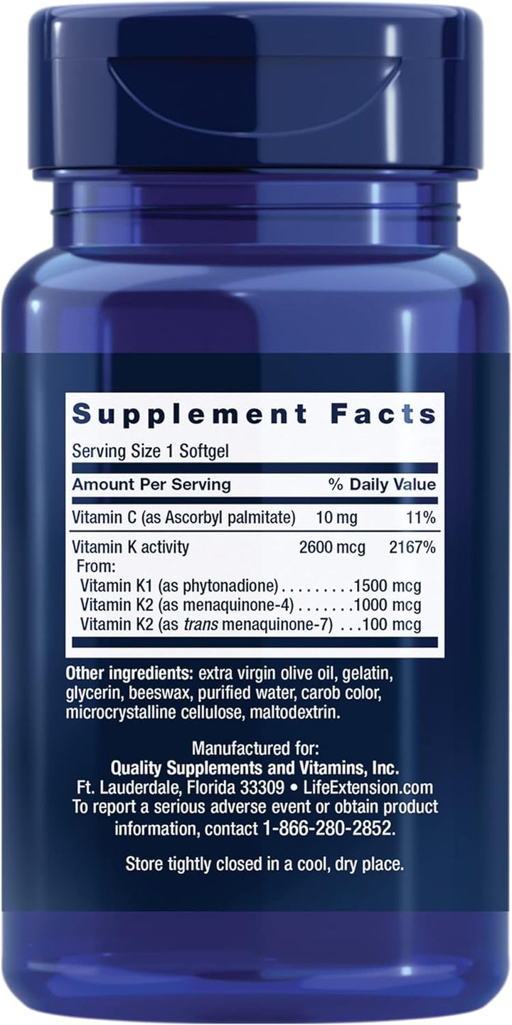 Life Extension Super K, Vitamin K1, Vitamin K2 Mk-7, Vitamin K2 Mk-4 & Zinc Caps, Zinc 50 Mg, Zinc Citrate, Support the Body'S Immune Defenses