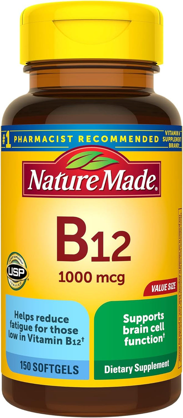 Nature Made Vitamin B12 1000 Mcg, Dietary Supplement for Energy Metabolism Support, 150 Softgels, 150 Day Supply