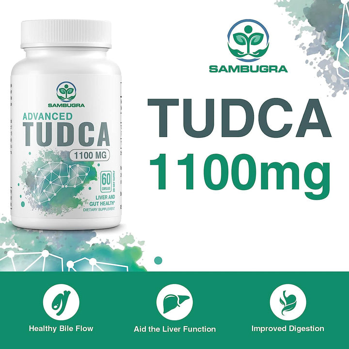 TUDCA Liver Supplements 1100Mg, Ultra Strength Bile Salt TUDCA Supplement, Liver Support for Liver Cleanse Detox and Repair, 60 Capsules