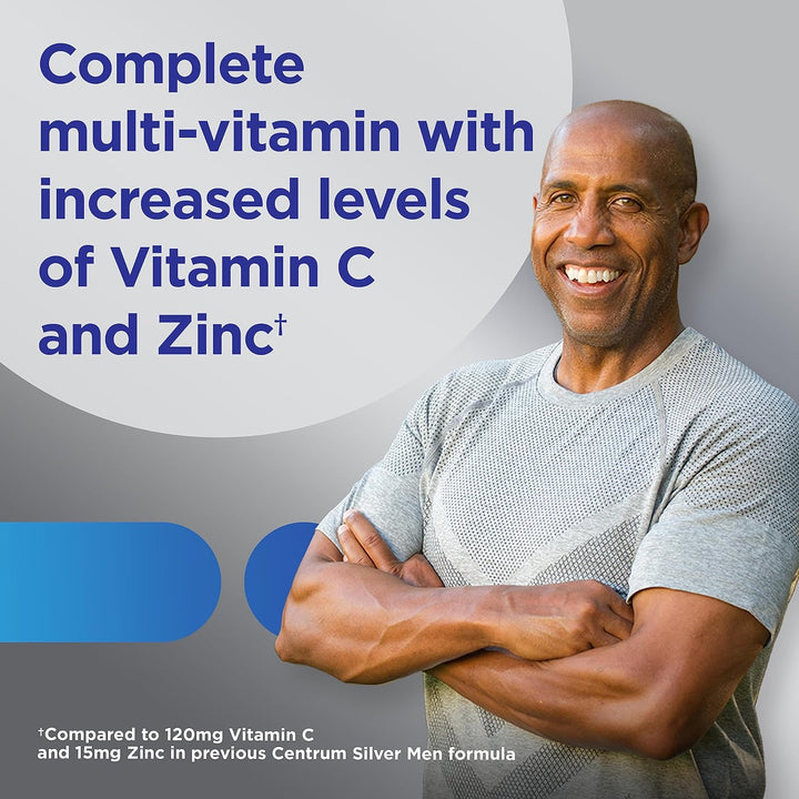 Centrum Silver Multivitamin for Men 50 Plus, Multivitamin/Multimineral Supplement with Vitamin D3, B Vitamins and Zinc, Gluten Free, Non-Gmo Ingredients - 200 Count