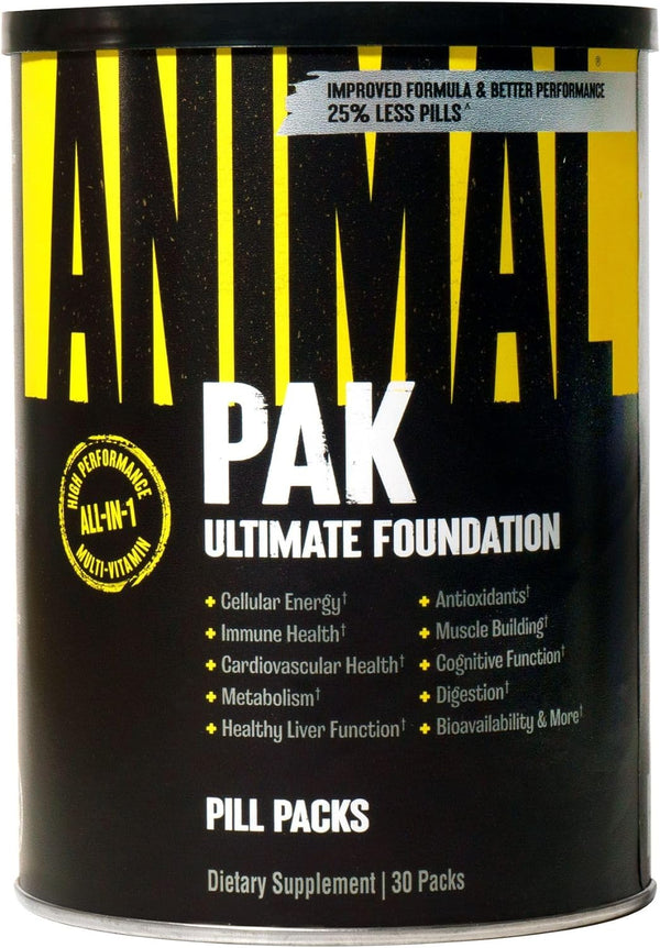 Animal Pak - Convenient All-In-One Vitamin & Supplement Pack - Zinc, Vitamins C, B, D, Amino Acids and More - Sports Nutrition Performance Mulitvitamin for Women & Men - Updated Version - 30 Count