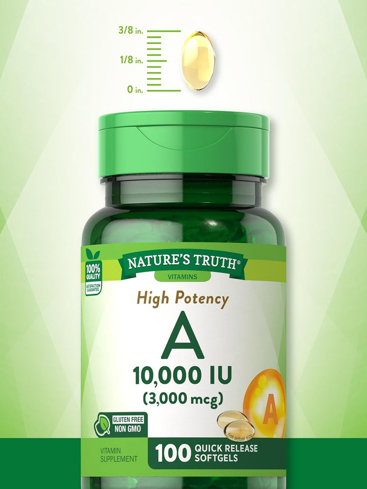Vitamin a 10000 IU Softgels | 100 Count | Non-Gmo, Gluten Free Supplement | by Nature'S Truth