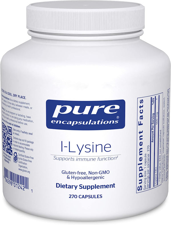 Pure Encapsulations L-Lysine - Essential Amino Acid Supplement for Immune Support & Gum, Lip Health* - with L-Lysine Hcl - 270 Capsules