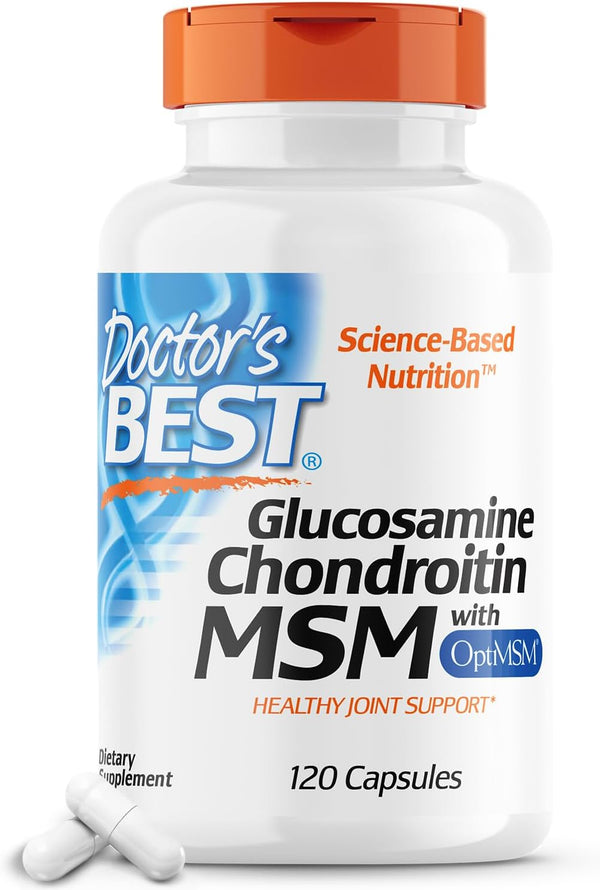Doctor'S Best Glucosamine Chondroitin Msm with Optimsm Capsules, Supports Healthy Joint Structure, Function & Comfort, Non-Gmo, Gluten Free, Soy Free, 120 Count (Pack of 1)