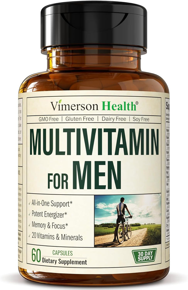 Multivitamin for Men - Daily Mens Multivitamins & Multiminerals Supplement for Energy, Focus and Performance. Mens Vitamins A, C, D, E & B12, Zinc, Calcium, Magnesium & More. Multi Vitamin Capsules