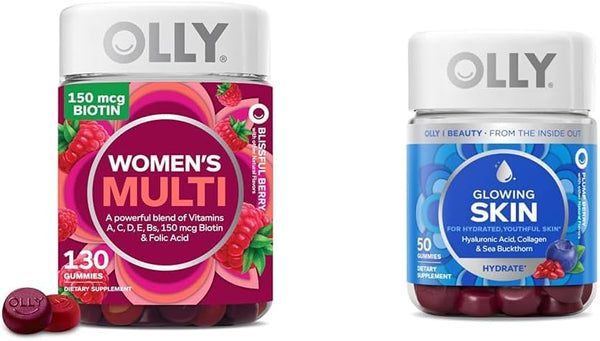 OLLY Women'S Multivitamin Gummy, Overall Health and Immune Support, Vitamins A, D, C, E, Biotin & Glowing Skin Gummy, 25 Day Supply (50 Count), Plump Berry, Hyaluronic Acid, Collagen