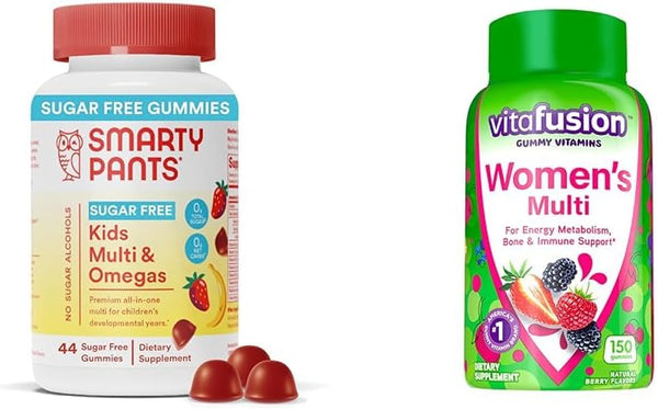 Smartypants Kids Sugar Free Multivitamin Gummies, Vitafusion Women'S Multivitamin Gummies, 44 Count & 150 Count