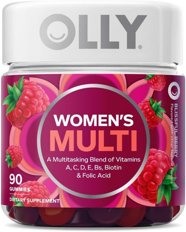 OLLY Women'S Multivitamin Gummy, Overall Health and Immune Support, Vitamins A, D, C, E, Biotin, Folic Acid, Adult Chewable Vitamin, Berry, 45 Day Supply - 90 Count (Pack of 1)