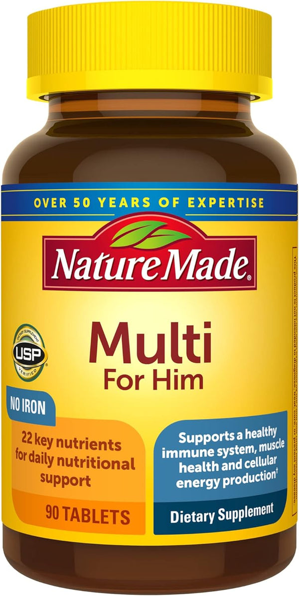 Nature Made Multivitamin for Him, Men'S Multivitamin for Daily Nutritional Support, 90 Tablets (Pack of 3)