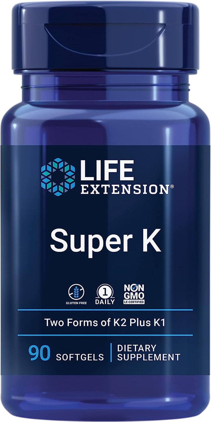 Life Extension Super K Vitamin K1, K2 MK-7, MK-4, Vitamin C, Bone/Heart Health, 3-Month Supply and Boron 3 Mg 100 Vegetarian Capsules