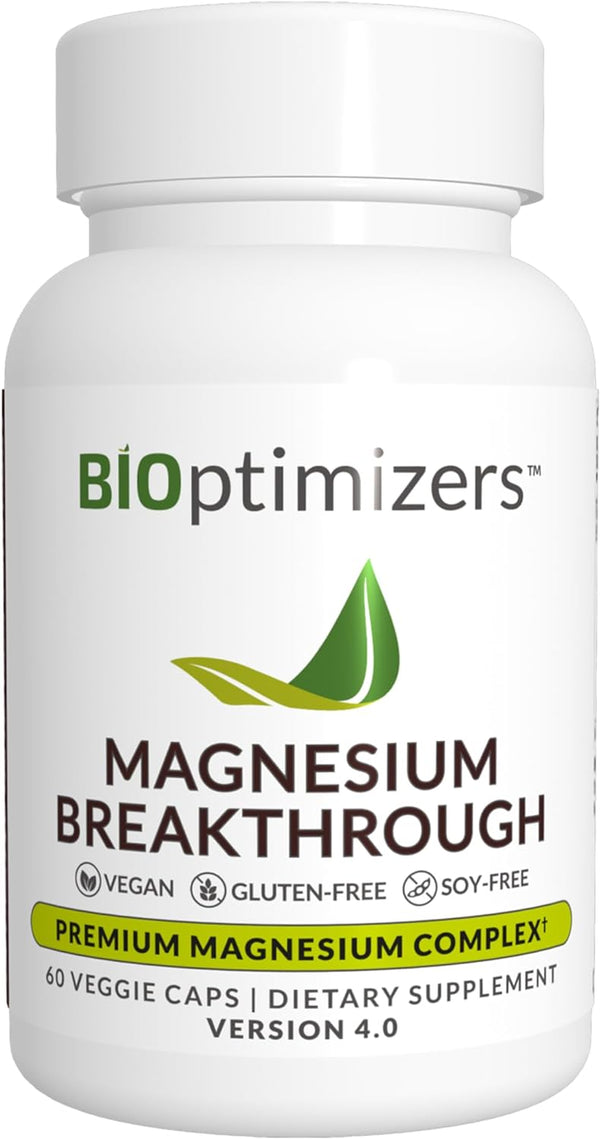 Bioptimizers Magnesium Breakthrough Supplement 4.0 - Has 7 Forms of Magnesium: Glycinate, Malate, Citrate, and More - Natural Sleep and Brain Supplement - 60 Capsules