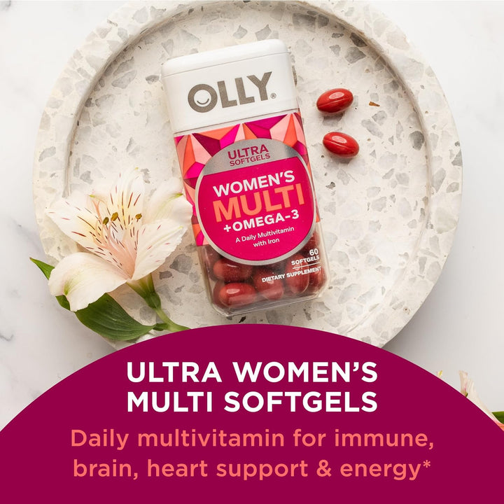 OLLY Ultra Women'S Multi Softgels + Extra Strength Elderberry Gummies, 60 Count Immune Support Vitamin Bundle