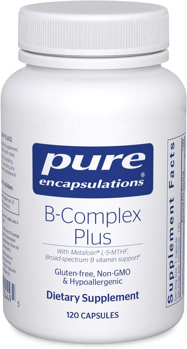 Pure Encapsulations B-Complex plus - B Vitamins Supplement to Support Neurological Health, Cardiovascular Health, Energy Levels & Nervous System Support* - with Vitamin B12 & More - 120 Capsules