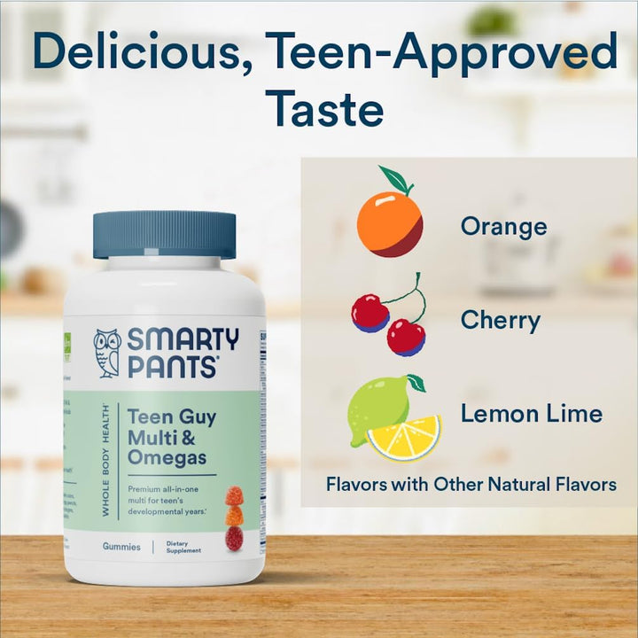 Smartypants Teen Girl Multivitamin Gummies: Omega 3 Fish Oil (EPA/DHA), Vitamin D3, C, Vitamin B12, B6, Vitamin A, K & Zinc, Gluten Free, Three Fruit Flavors, 120 Count (30 Day Supply)