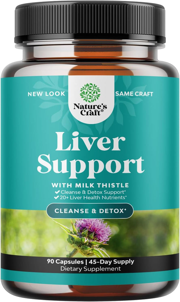 Liver Cleanse and Detox & Repair Formula - Herbal Liver Support Supplement with Milk Thistle Dandelion Root & Artichoke Extract for Liver Health - Silymarin Milk Thistle Liver Detox Capsules 90 Count