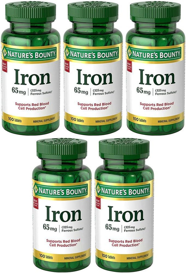 Iron 65 Mg (325 Mg Ferrous Sulfate), 5 Bottles (100 Count)