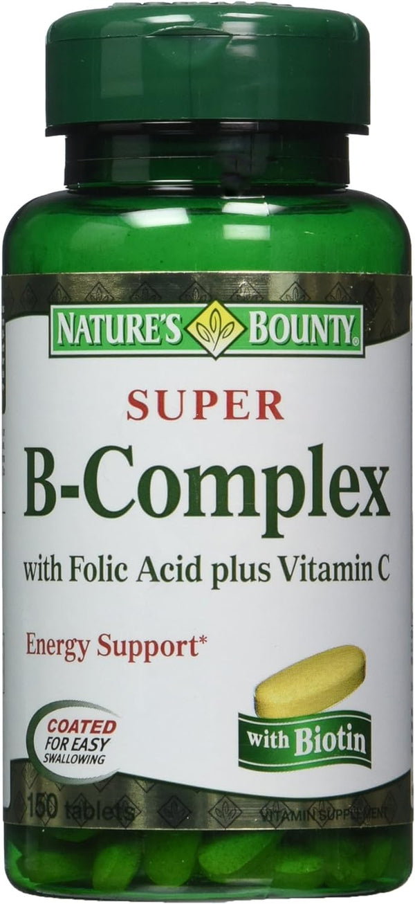 Nature'S Bounty Super B-Complex with Folic Acid plus Vitamin C, 300 Tablets (2 X 150 Count Bottles)