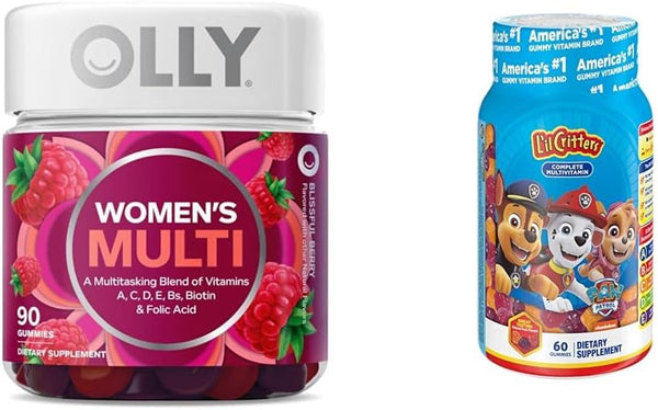 OLLY Women'S Multivitamin Gummy Vitamins, Immune & Overall Health Support & L’Il Critters Paw Patrol Kids Gummy Multivitamin, Vitamin C & D3, 60 Gummies
