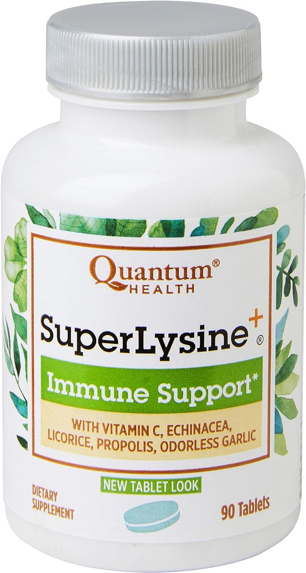 Superlysine+ Advanced Formula Immune Support Supplement Lysine 1500 Mg, Vitamin C Echinacea Licorice Bee Propolis & Odorless Garlic Daily Wellness Blend for Women & Men - 90 Tablets