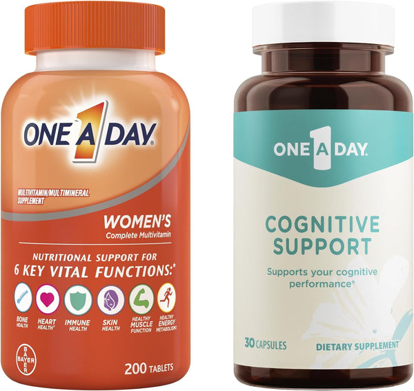 ONE a DAY Bundle Multivitamin for Women 200 Count Tablets Cognitive Supplement, 30 Capsules