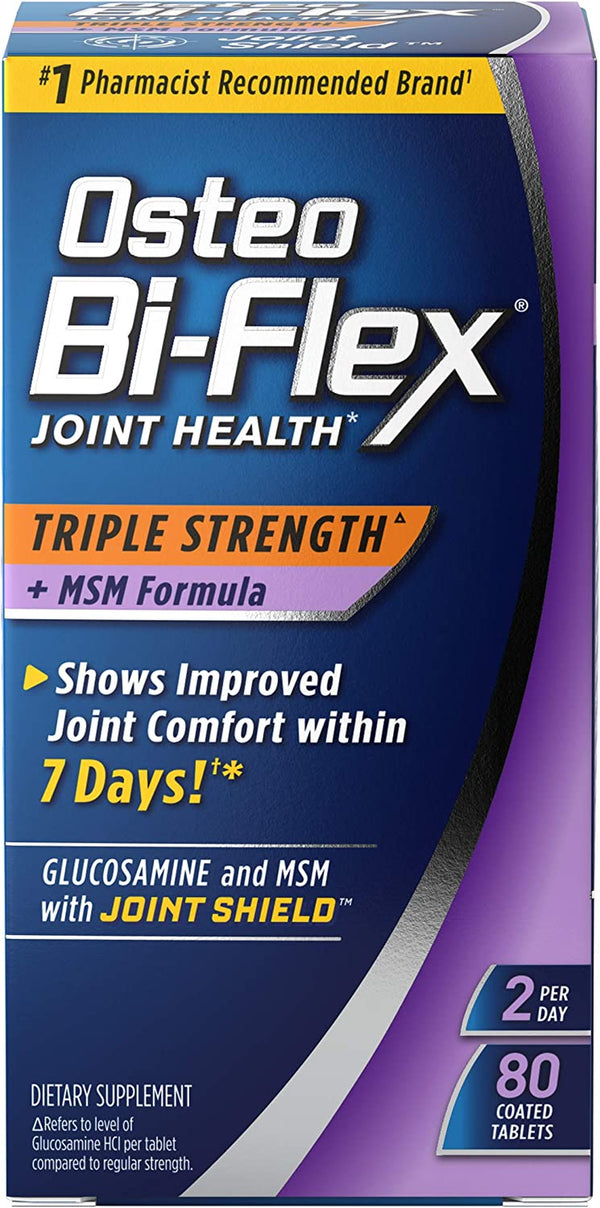 Osteo Bi-Flex Triple Strength(5) with MSM, Glucosamine Joint Health Supplement, Coated Tablets, 80 Count