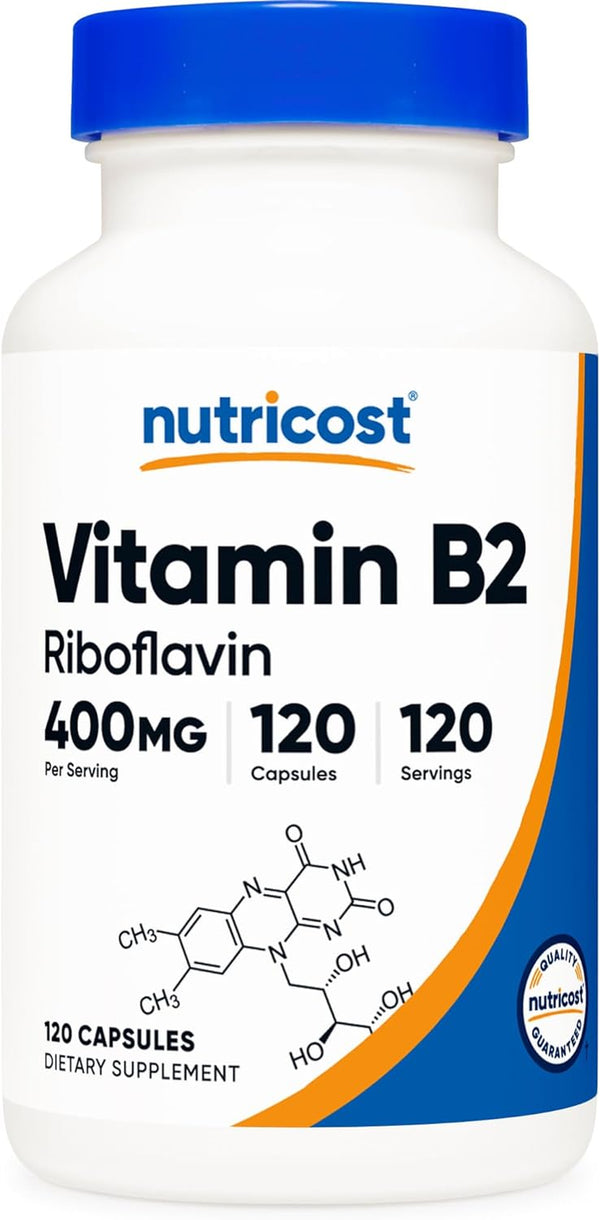 Nutricost Vitamin B2 (Riboflavin) 400Mg, 120 Capsules - Gluten Free, Non-Gmo