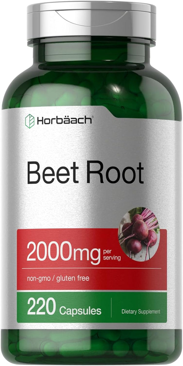 Horbäach Beet Root Powder Capsules | 220 Pills | Herbal Extract | Non-Gmo, Gluten Free, and DNA Tested Supplement