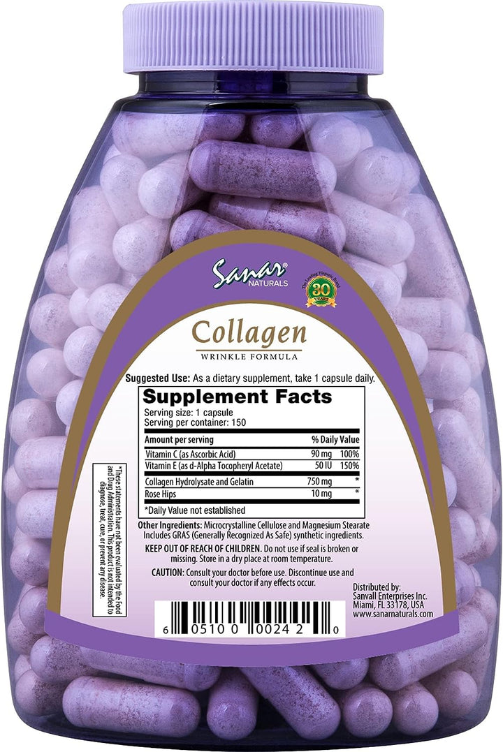Sanar Naturals Multi Collagen Complex - Type I, II, III, V, X - Extra Strength Hair Skin Nails Joints - Women and Men, Collagen Peptide Supplement Pills, 150 Capsules