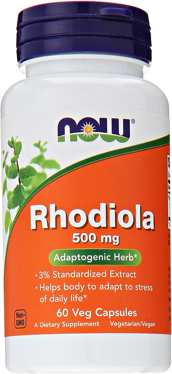 NOW Rhodiola Rhodiola Rosea 500Mg, 60 Capsules (Pack of 2)