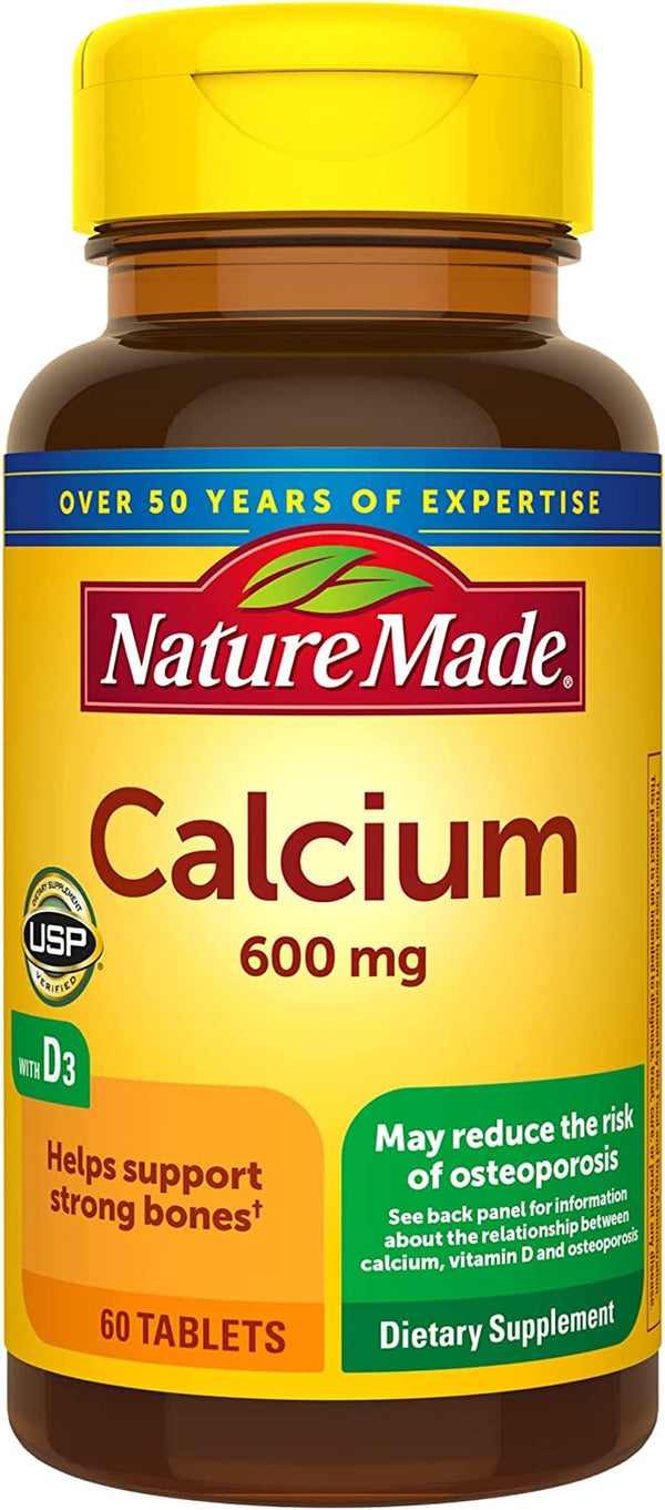 Nature Made Calcium 600 Mg with Vitamin D3 for Immune Support, Tablets, 60 Count, Helps Support Bone Strength (Pack of 3)