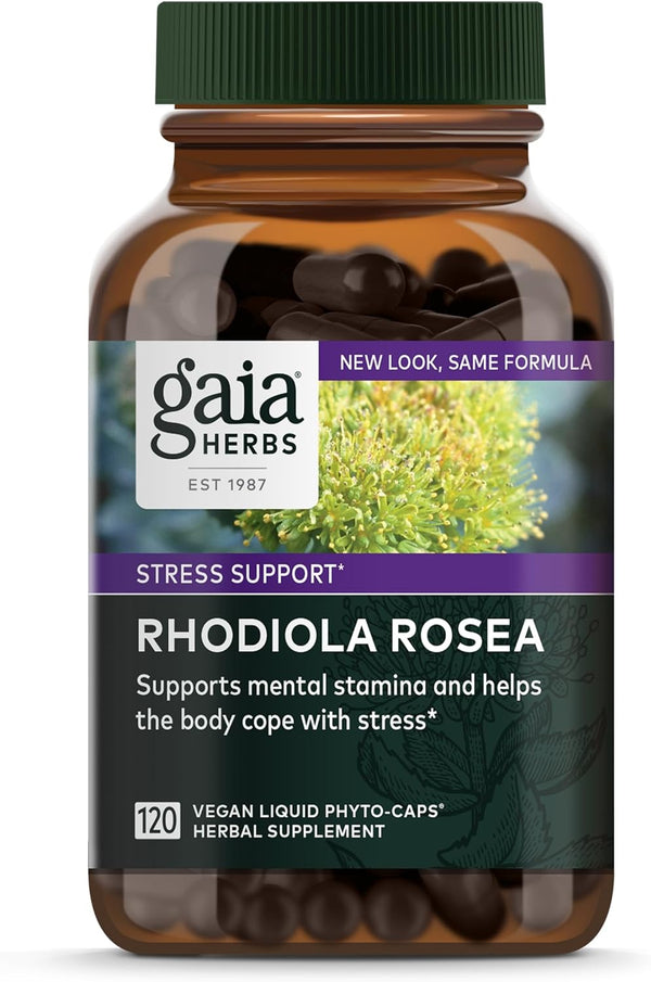 Gaia Herbs Rhodiola Rosea - Stress Support Supplement Traditionally for Supporting Healthy Stamina and Endurance - with Siberian Rhodiola Root Extract - 120 Vegan Liquid Phyto-Capsules (60-Day Supply)