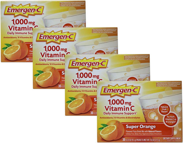 Emergen-C Super Orange Vitamin C - 30 Count (Pack of 4) (Packaging May Vary)