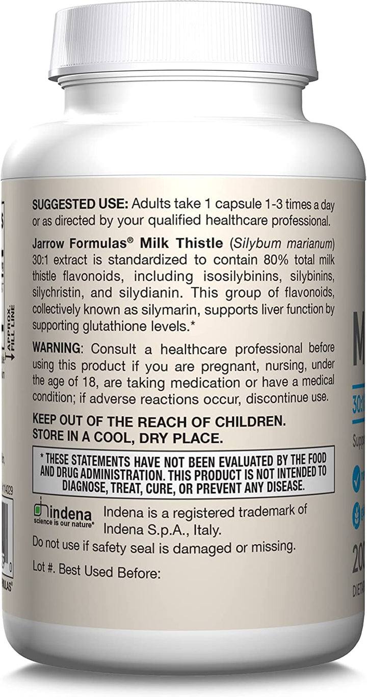 Jarrow Formulas Milk Thistle 150 Mg with 30:1 Standardized Silymarin Extract, Dietary Supplement for Liver Function Support, 100 Veggie Capsules, 33-100 Day Supply