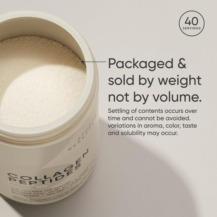 Sports Research Organic Collagen Peptides - Hydrolyzed Type I & III Collagen Protein Powder Made Sustainably from Grass-Fed Cows - Unflavored - 30 Servings