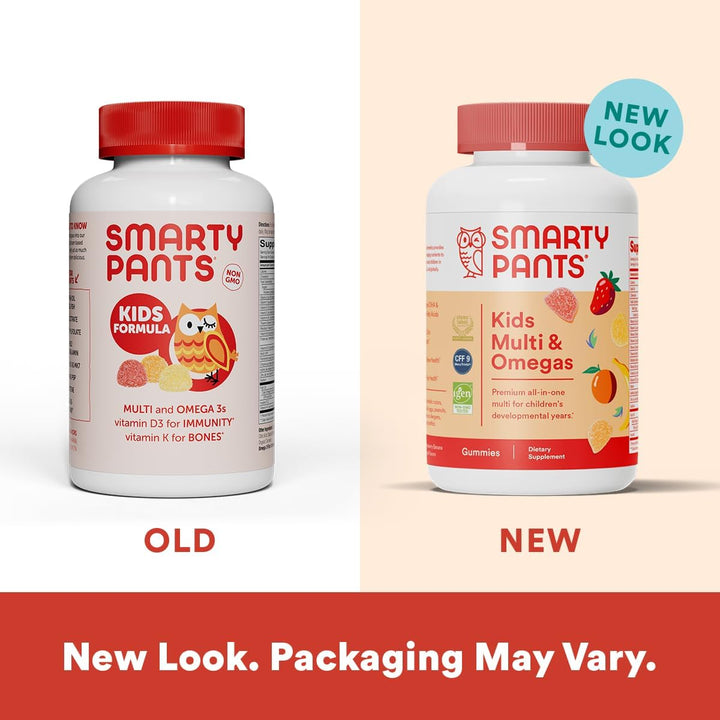 Smartypants Kids Multivitamin Gummies: Omega 3 Fish Oil (EPA/DHA), Vitamin D3, C, Vitamin B12, B6, Vitamin A, K & Zinc for Immune Support, Grape, Cherry & Berry Flavors, 120 Count (30 Day Supply)