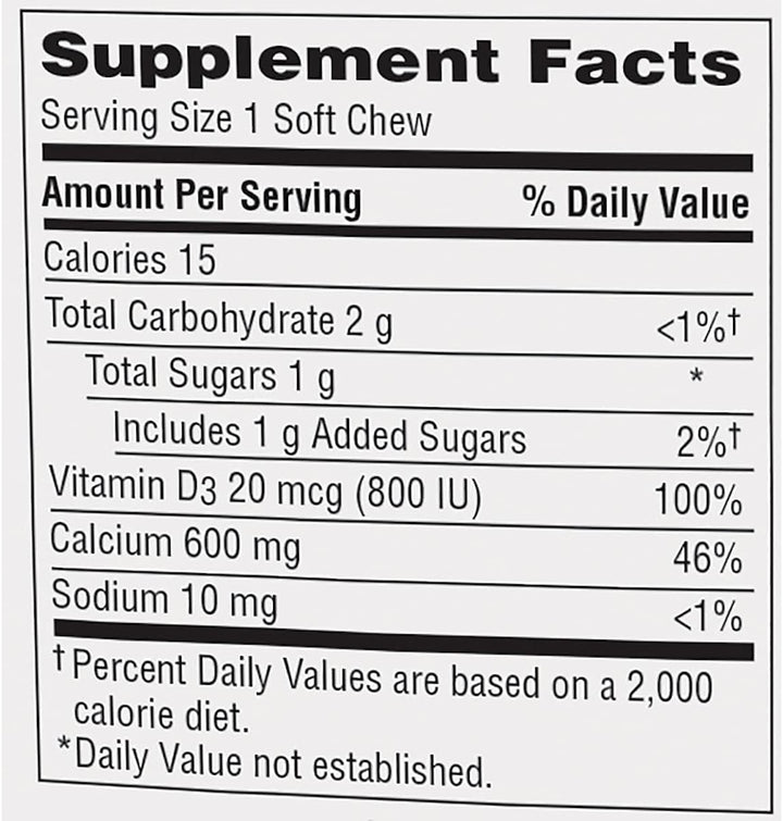 Caltrate Soft Chews 600 plus D3 Calcium Vitamin D Supplement, Chocolate Truffle - 60 Count(Packaging May Vary)