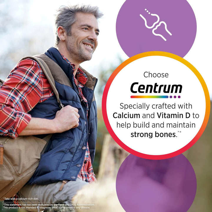 Centrum Silver Multivitamin for Men 50 Plus, Multivitamin/Multimineral Supplement with Vitamin D3, B Vitamins and Zinc, Gluten Free, Non-Gmo Ingredients - 200 Count