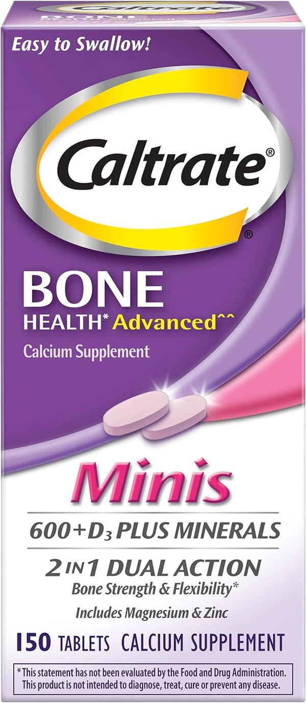 Caltrate Minis 600 plus D3 plus Minerals Calcium and Vitamin D Supplement Tablets, Bone Health and Mineral Supplement for Adults - 150 Count