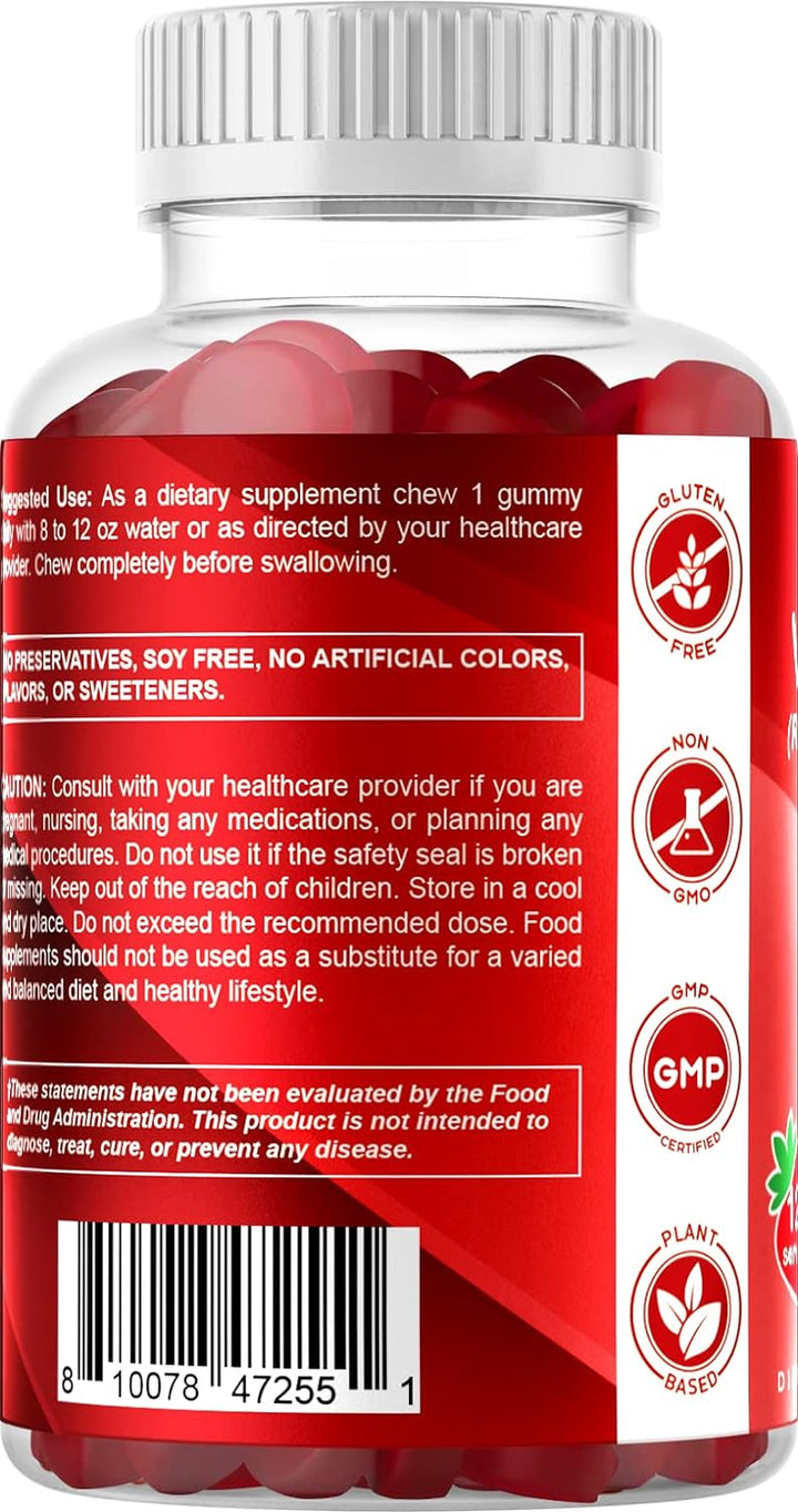 Vitamatic Sugar Free Vitamin a 25000 IU Gummies (Retinyl Palmitate) - Natural Strawberry Flavor - 120 Pectin Based Gummies (1 Bottle)