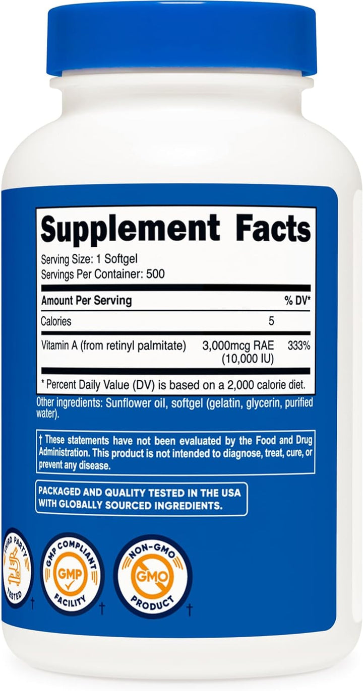 Nutricost Vitamin a 10,000 IU, 500 Softgel Capsules