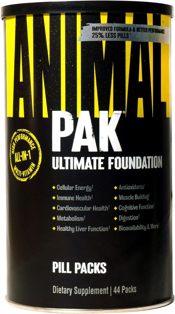 Animal Pak - Convenient All-In-One Vitamin & Supplement Pack - Zinc, Vitamins C, B, D, Amino Acids and More - Sports Nutrition Performance Mulitvitamin for Women & Men - Updated Version - 44 Count