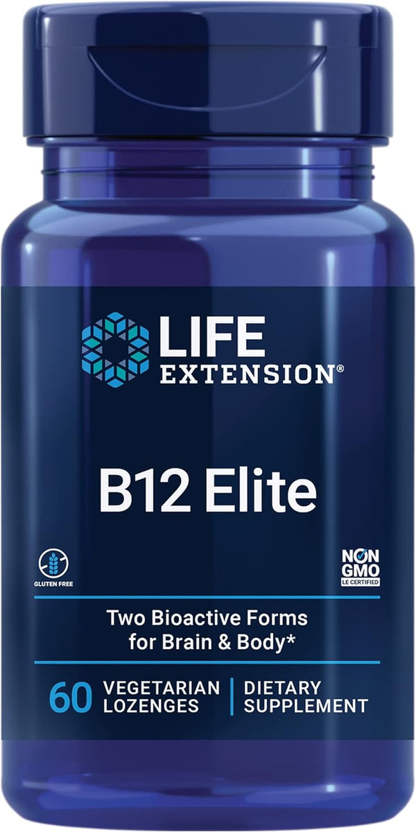 Life Extension Magnesium Caps 500Mg Heart Health, B12 Elite Brain Health Vegetarian Capsules and Lozenges