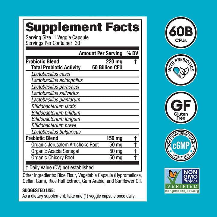 Physician'S CHOICE Probiotics 60 Billion CFU - 10 Strains + Organic Prebiotics - Immune, Digestive & Gut Health - Supports Occasional Constipation, Diarrhea, Gas & Bloating - for Women & Men - 60Ct