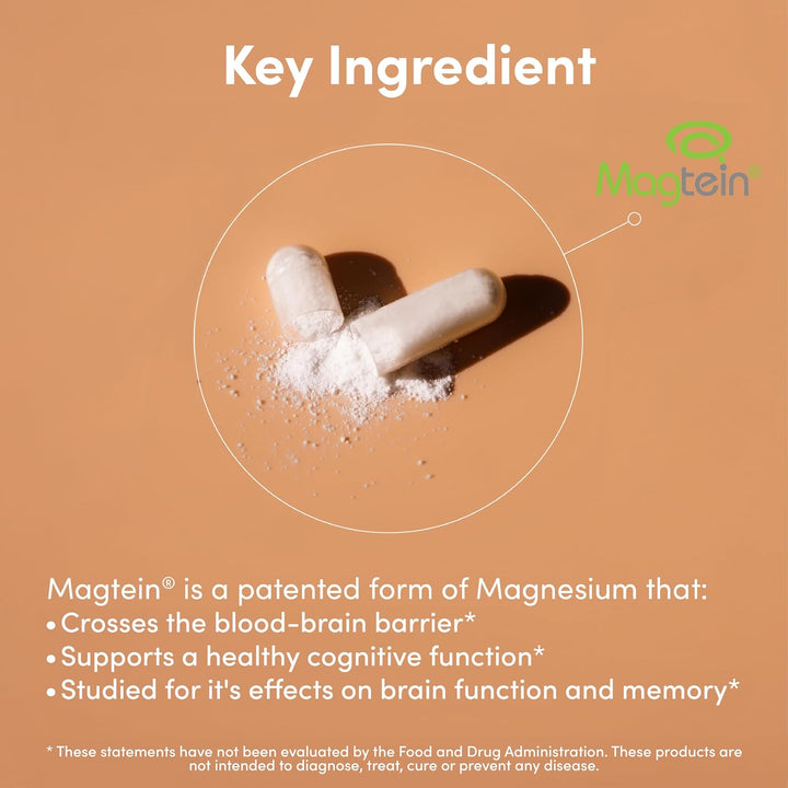 Magnesium L Threonate Capsules (Magtein) – High Absorption Supplement – Bioavailable Form for Sleep and Cognitive Function Support – 2,000 Mg – 100 Capsules