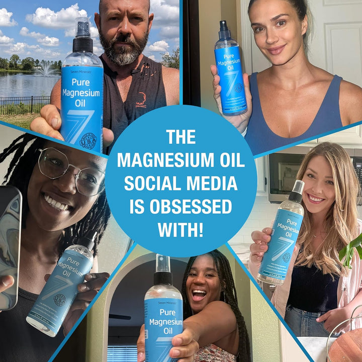 Seven Minerals, Pure Magnesium Oil Spray - Half Gallon - USP Grade Magnesium Spray = No Unhealthy Trace Minerals - from an Ancient Underground Permian Seabed in USA - Free Ebook Included (64 Fl Oz)
