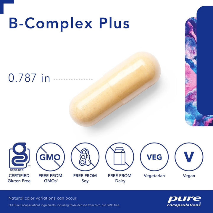 Pure Encapsulations B-Complex plus - B Vitamins Supplement to Support Neurological Health, Cardiovascular Health, Energy Levels & Nervous System Support* - with Vitamin B12 & More - 60 Capsules