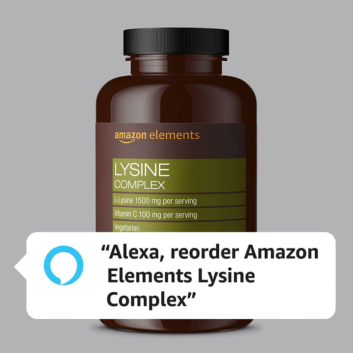 Amazon Elements Lysine Complex with Vitamin C (1500 Mg L-Lysine with 100 Mg Vitamin C per Serving - 3 Tablets), Supports Immune Health, Vegetarian, 195 Count (Packaging May Vary)